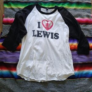 Jenny Lewis Black & White Raglan 'I ♥ Lewis' Tee